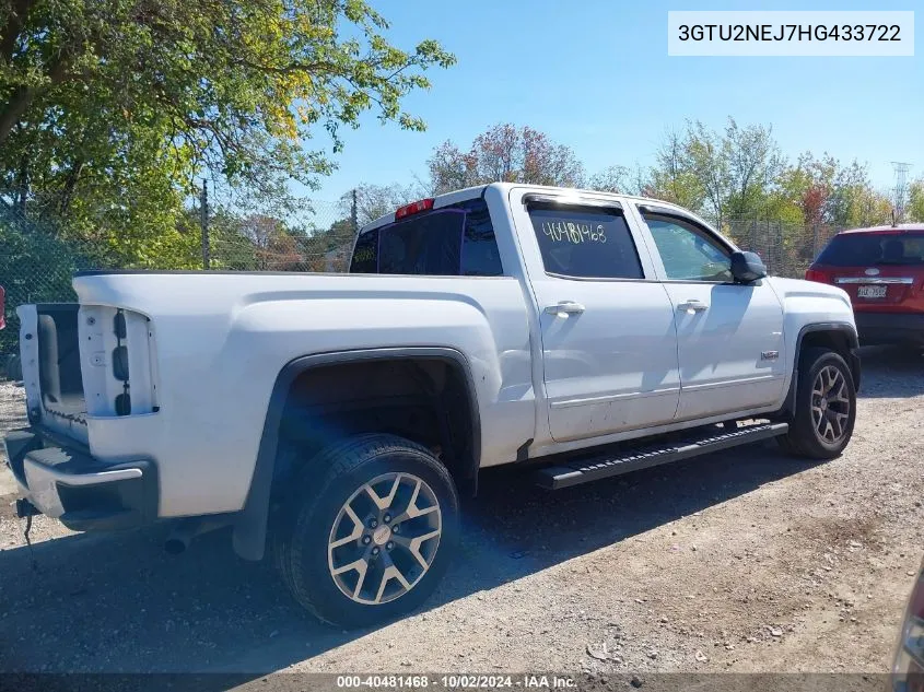 2017 GMC Sierra 1500 Slt VIN: 3GTU2NEJ7HG433722 Lot: 40481468