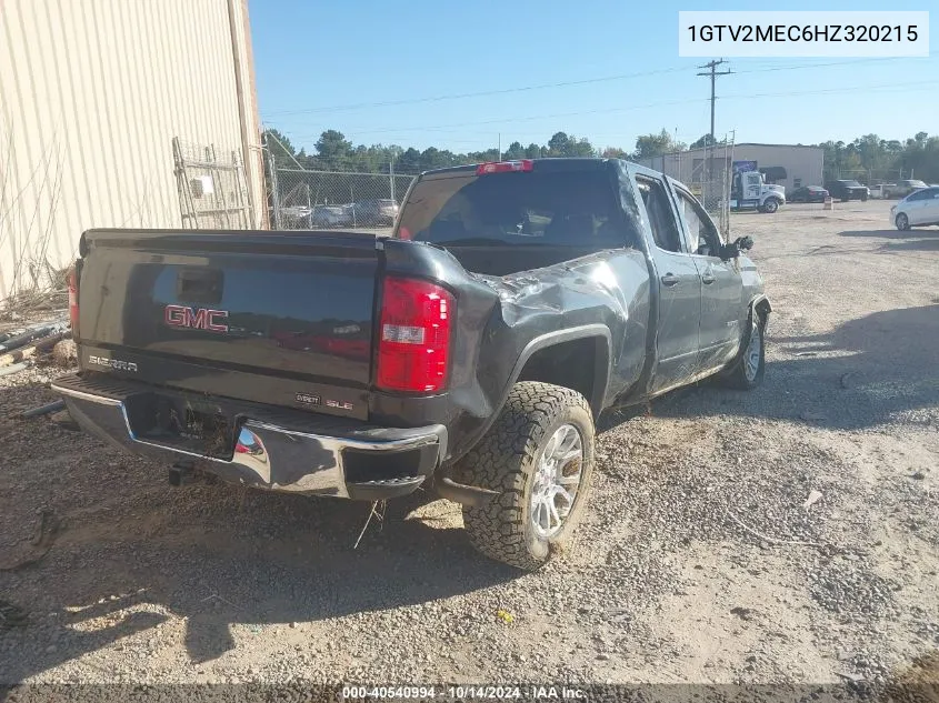 2017 GMC Sierra 1500 Sle VIN: 1GTV2MEC6HZ320215 Lot: 40540994