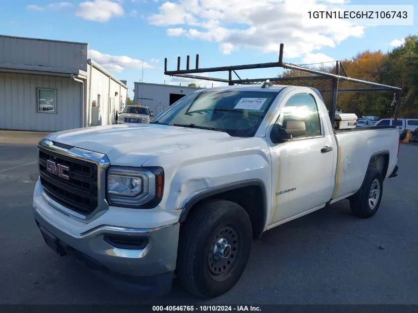 2017 GMC Sierra C1500 VIN: 1GTN1LEC6HZ106743 Lot: 40546765