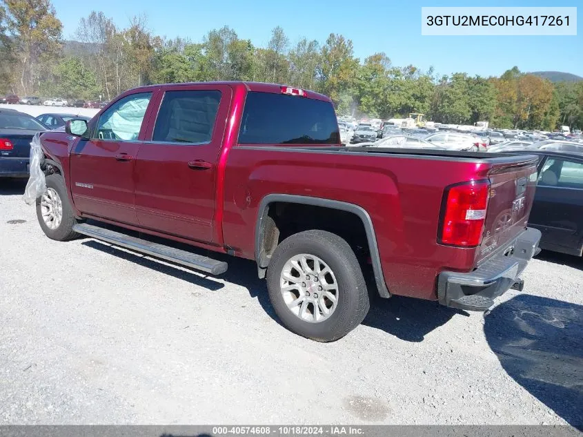 2017 GMC Sierra 1500 Sle VIN: 3GTU2MEC0HG417261 Lot: 40574608