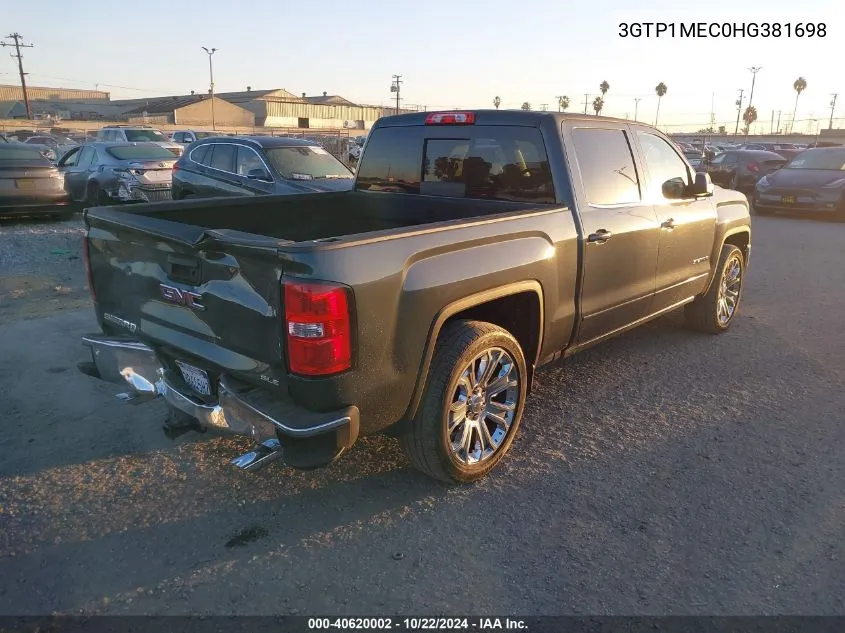 2017 GMC Sierra 1500 Sle VIN: 3GTP1MEC0HG381698 Lot: 40620002