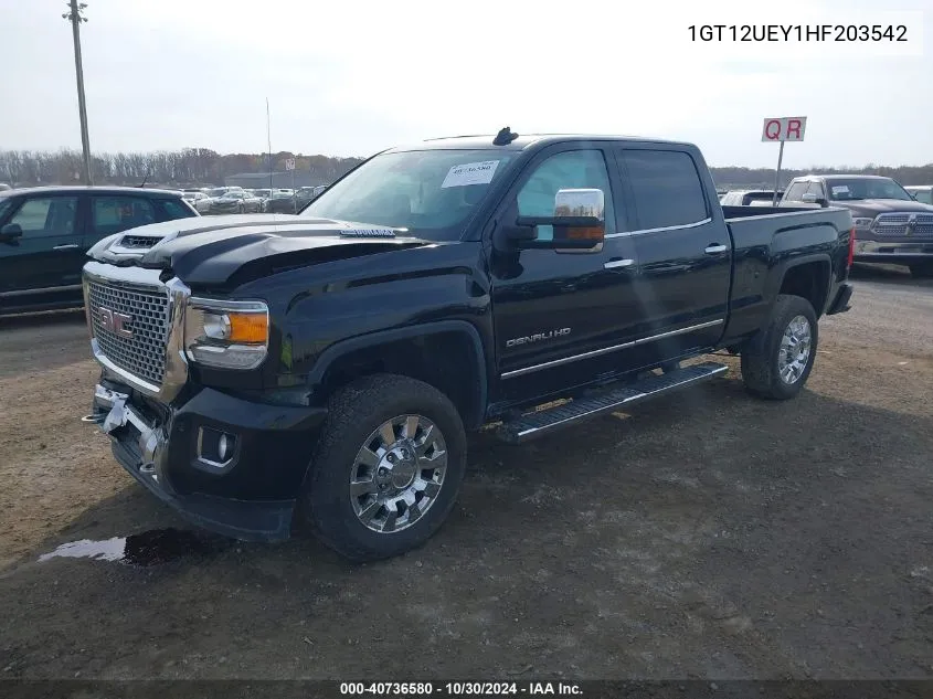 2017 GMC Sierra 2500Hd Denali VIN: 1GT12UEY1HF203542 Lot: 40736580