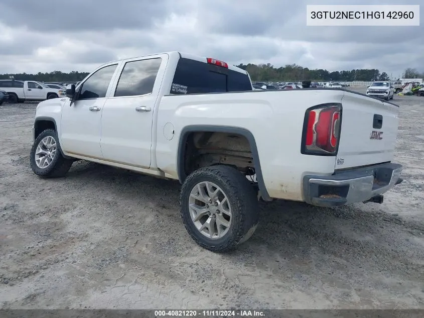 2017 GMC Sierra 1500 VIN: 3GTU2NEC1HG142960 Lot: 40821220