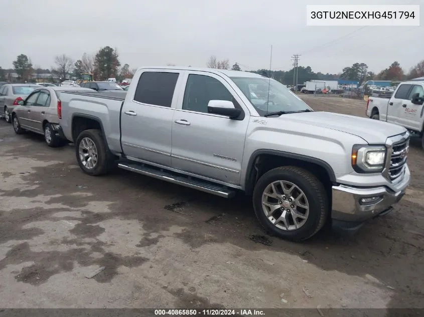 2017 GMC Sierra 1500 Slt VIN: 3GTU2NECXHG451794 Lot: 40865850