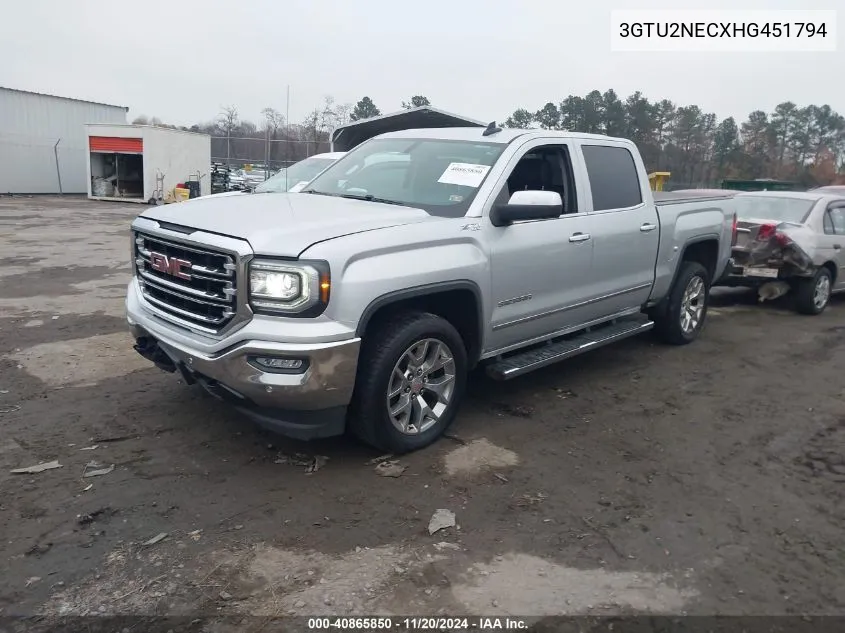 2017 GMC Sierra 1500 Slt VIN: 3GTU2NECXHG451794 Lot: 40865850