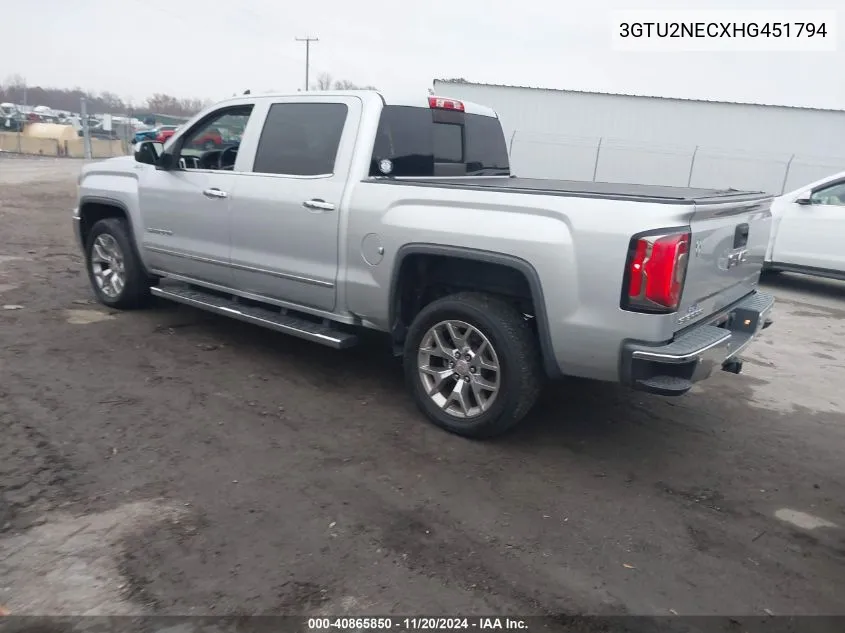 2017 GMC Sierra 1500 Slt VIN: 3GTU2NECXHG451794 Lot: 40865850