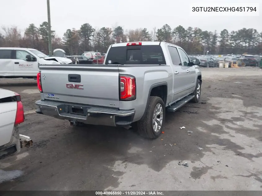 2017 GMC Sierra 1500 Slt VIN: 3GTU2NECXHG451794 Lot: 40865850