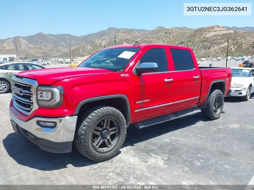 2018 GMC Sierra 1500 Slt VIN: 3GTU2NEC3JG362641 Lot: 39751387