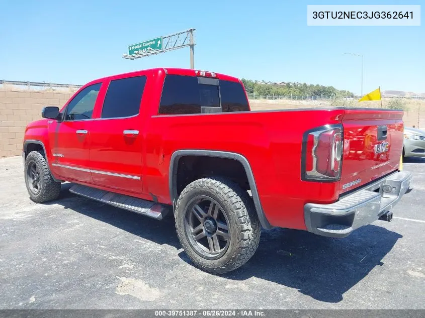 2018 GMC Sierra 1500 Slt VIN: 3GTU2NEC3JG362641 Lot: 39751387