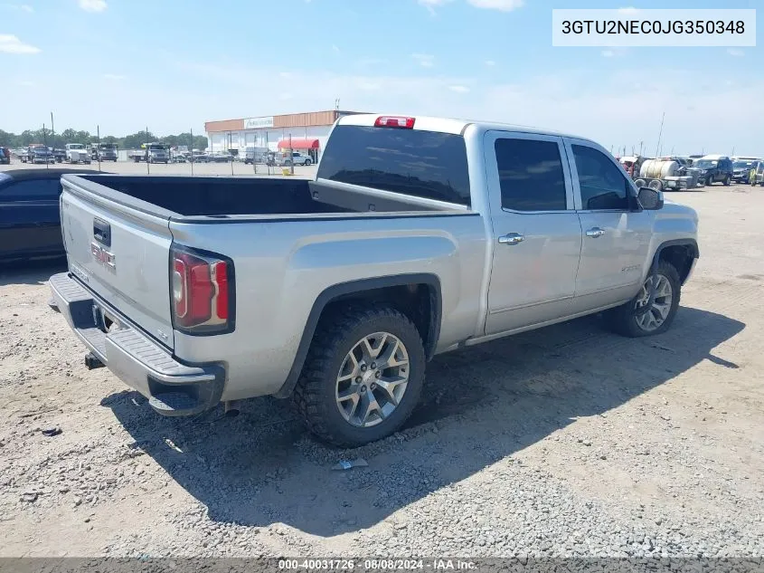 2018 GMC Sierra 1500 Slt VIN: 3GTU2NEC0JG350348 Lot: 40031726