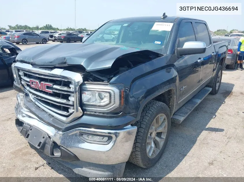 2018 GMC Sierra 1500 Slt VIN: 3GTP1NEC0JG436694 Lot: 40081111