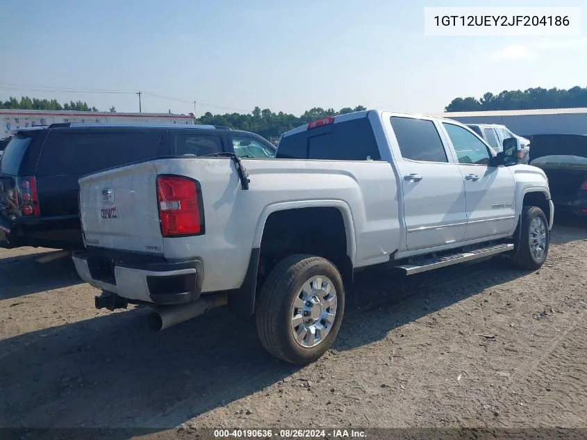 2018 GMC Sierra 2500Hd Denali VIN: 1GT12UEY2JF204186 Lot: 40190636