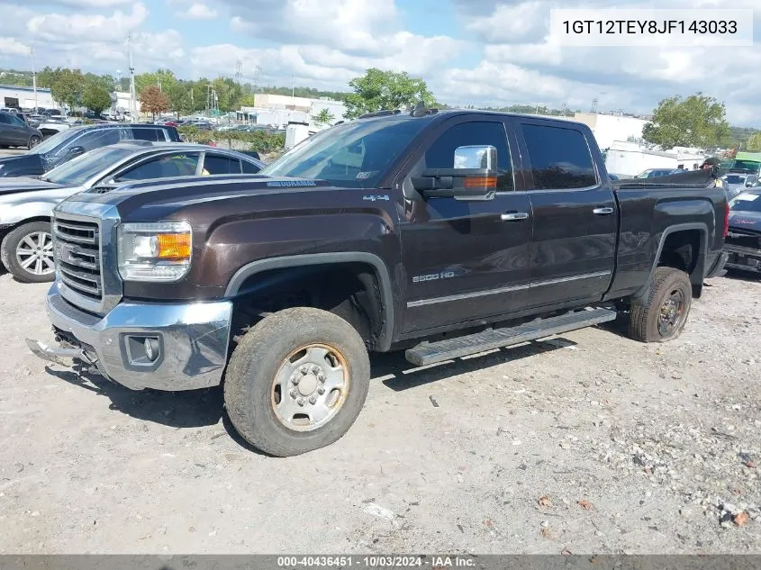 2018 GMC Sierra 2500Hd Slt VIN: 1GT12TEY8JF143033 Lot: 40436451