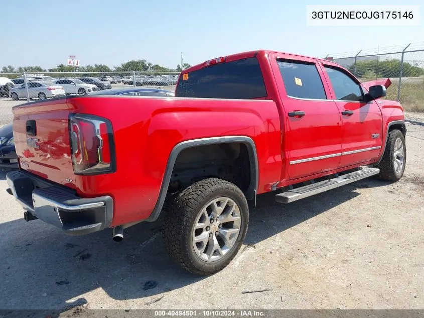 2018 GMC Sierra 1500 Slt VIN: 3GTU2NEC0JG175146 Lot: 40494501