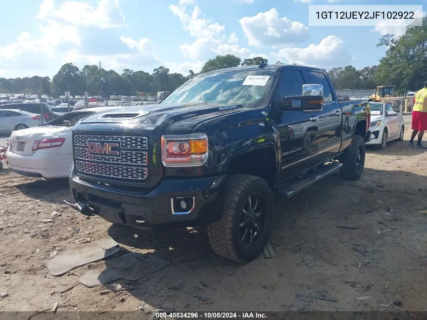 2018 GMC Sierra 2500Hd Denali VIN: 1GT12UEY2JF102922 Lot: 40534296