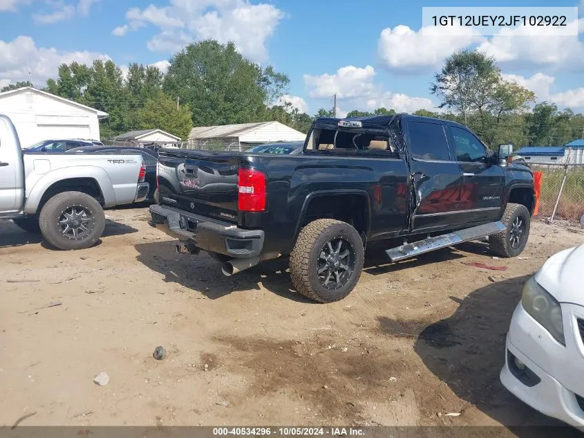 2018 GMC Sierra 2500Hd Denali VIN: 1GT12UEY2JF102922 Lot: 40534296