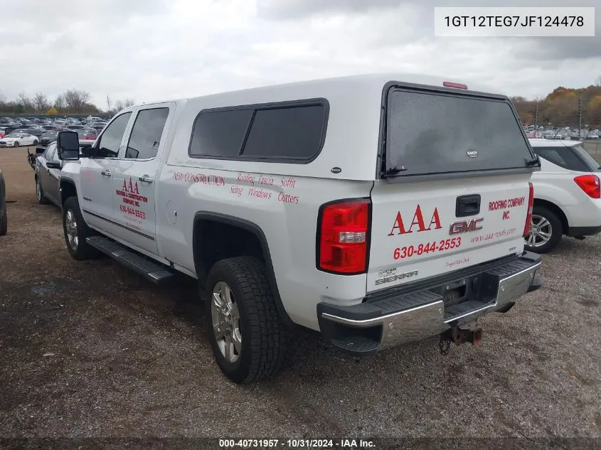 2018 GMC Sierra 2500Hd Slt VIN: 1GT12TEG7JF124478 Lot: 40731957