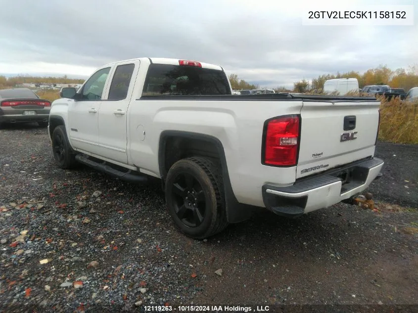 2019 GMC Sierra 1500 Limited VIN: 2GTV2LEC5K1158152 Lot: 12119263