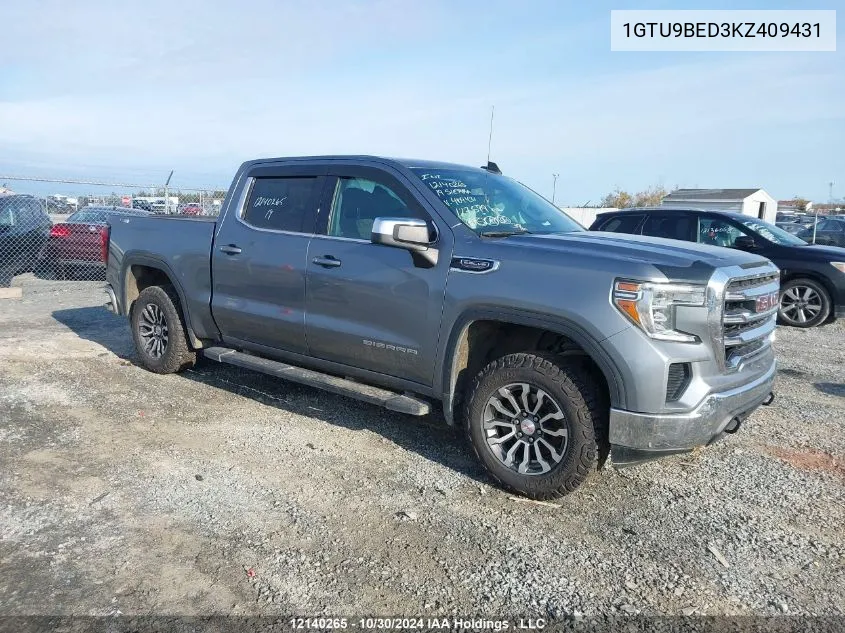 2019 GMC Sierra 1500 VIN: 1GTU9BED3KZ409431 Lot: 12140265