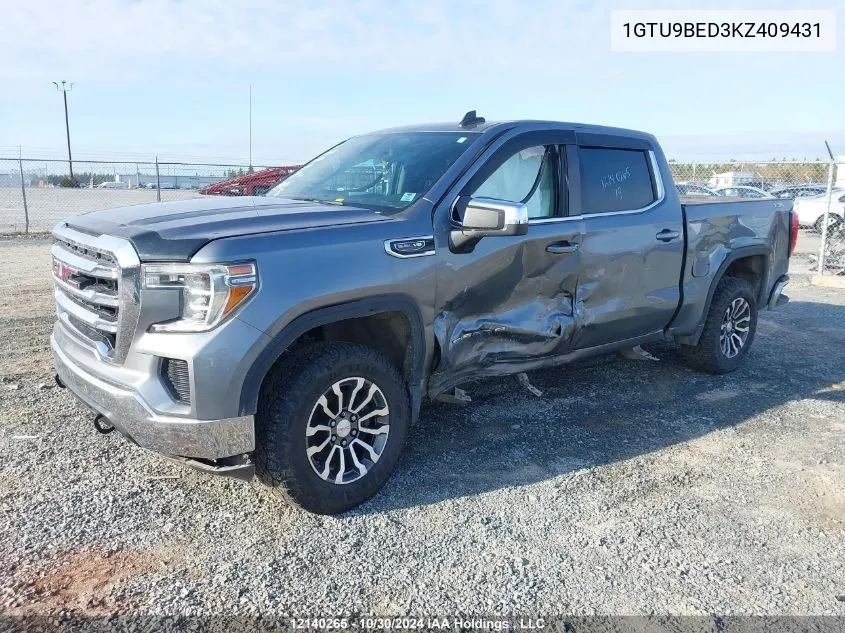 2019 GMC Sierra 1500 VIN: 1GTU9BED3KZ409431 Lot: 12140265