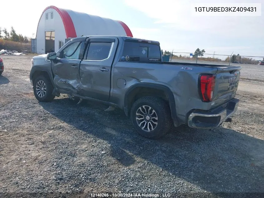 2019 GMC Sierra 1500 VIN: 1GTU9BED3KZ409431 Lot: 12140265