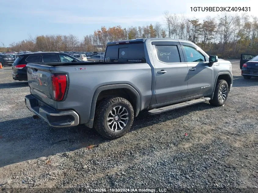 2019 GMC Sierra 1500 VIN: 1GTU9BED3KZ409431 Lot: 12140265