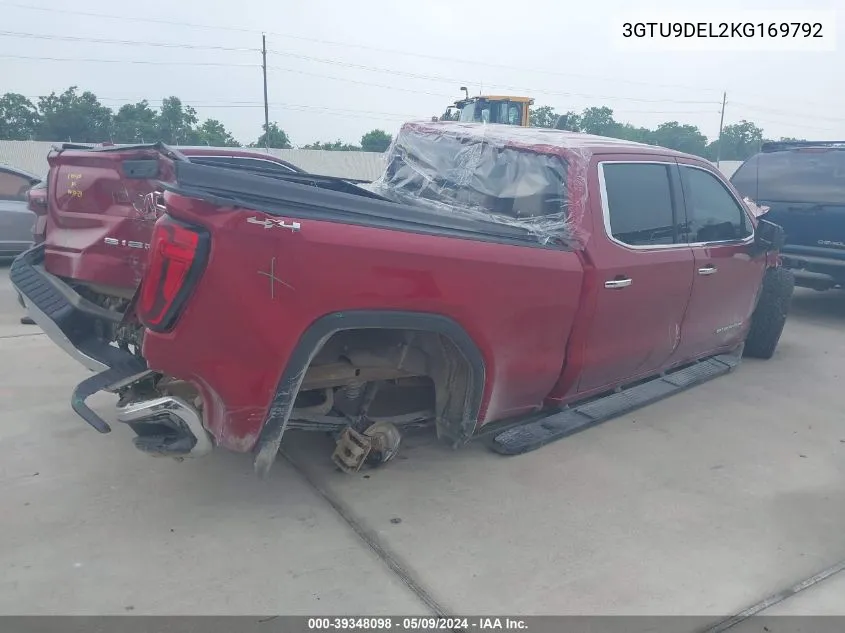 2019 GMC Sierra 1500 Slt VIN: 3GTU9DEL2KG169792 Lot: 39348098