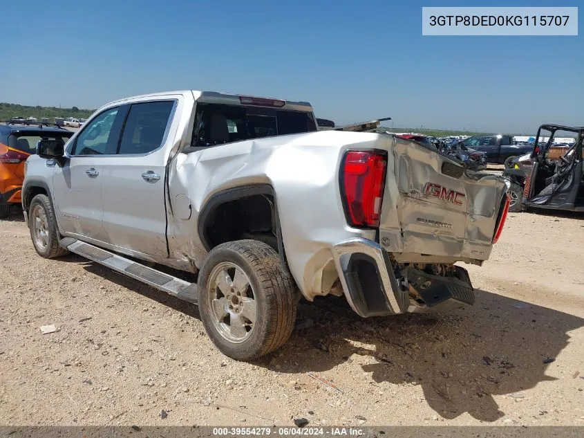 2019 GMC Sierra 1500 Slt VIN: 3GTP8DED0KG115707 Lot: 39554279