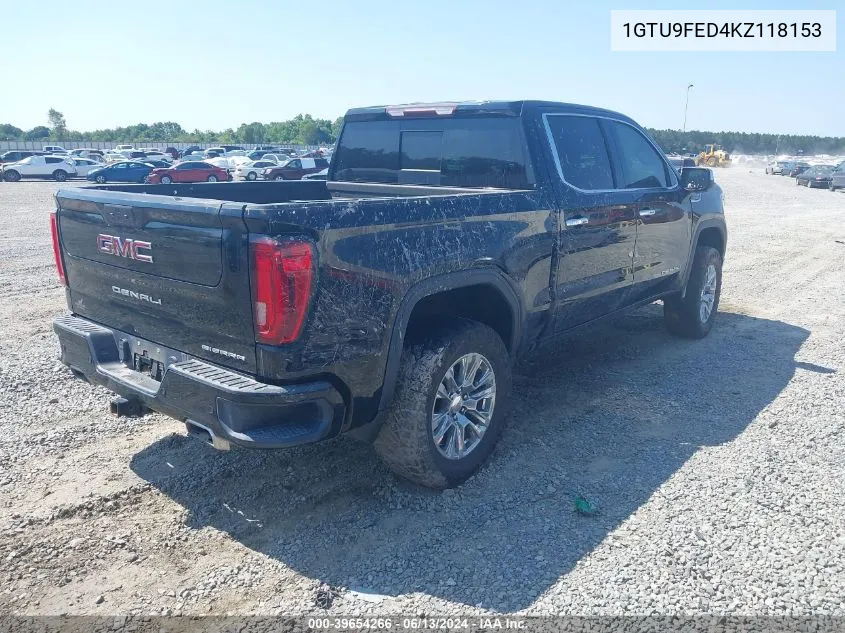 2019 GMC Sierra 1500 Denali VIN: 1GTU9FED4KZ118153 Lot: 39654266