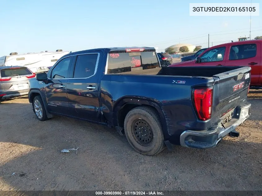 2019 GMC Sierra 1500 Slt VIN: 3GTU9DED2KG165105 Lot: 39903980