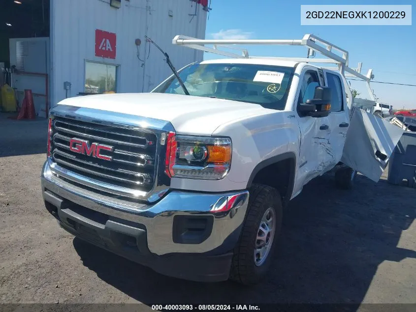 2019 GMC Sierra 2500Hd VIN: 2GD22NEGXK1200229 Lot: 40003093