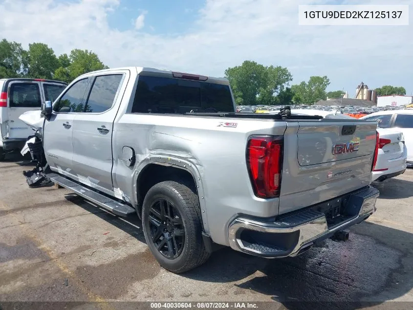 2019 GMC Sierra 1500 Slt VIN: 1GTU9DED2KZ125137 Lot: 40030604