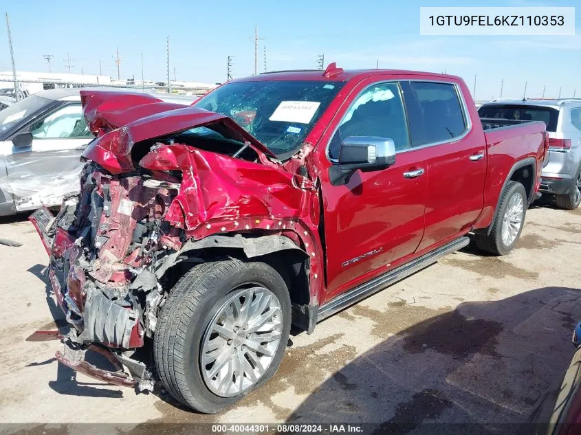 2019 GMC Sierra 1500 Denali VIN: 1GTU9FEL6KZ110353 Lot: 40044301