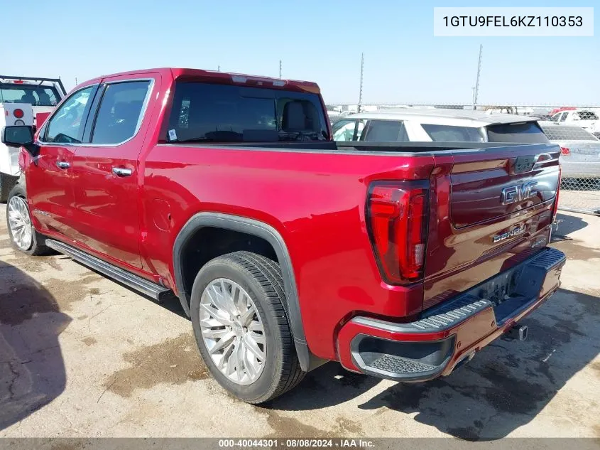 2019 GMC Sierra 1500 Denali VIN: 1GTU9FEL6KZ110353 Lot: 40044301