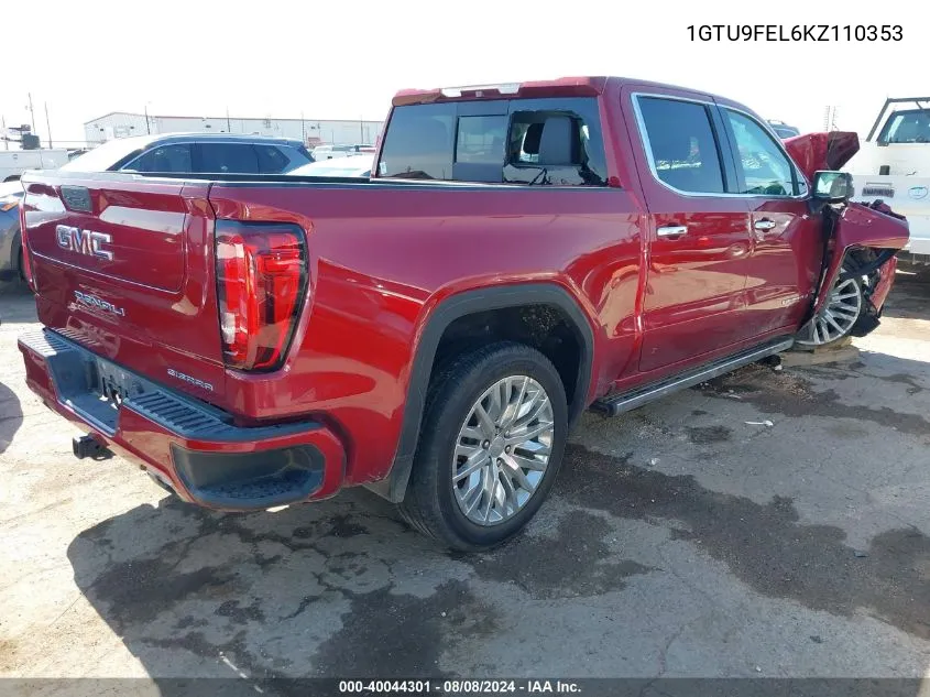 2019 GMC Sierra 1500 Denali VIN: 1GTU9FEL6KZ110353 Lot: 40044301