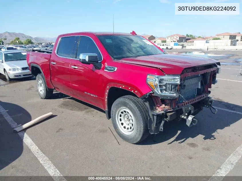 2019 GMC Sierra 1500 Slt VIN: 3GTU9DED8KG224092 Lot: 40045524