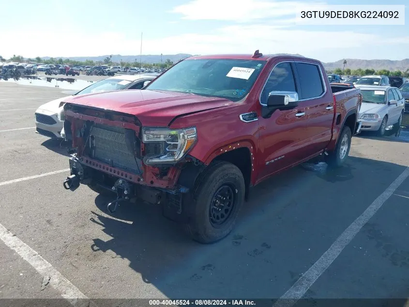 2019 GMC Sierra 1500 Slt VIN: 3GTU9DED8KG224092 Lot: 40045524