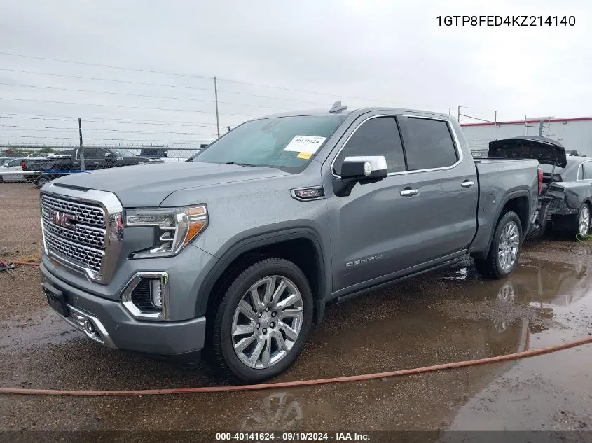 2019 GMC Sierra 1500 Denali VIN: 1GTP8FED4KZ214140 Lot: 40141624