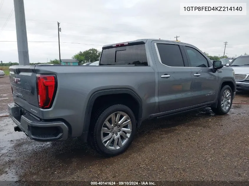 2019 GMC Sierra 1500 Denali VIN: 1GTP8FED4KZ214140 Lot: 40141624