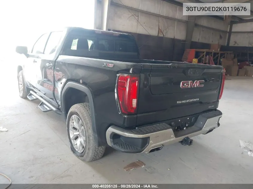 2019 GMC Sierra 1500 Slt VIN: 3GTU9DED2KG119676 Lot: 40205125