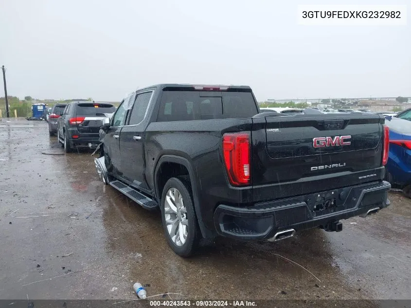 2019 GMC Sierra 1500 Denali VIN: 3GTU9FEDXKG232982 Lot: 40243543