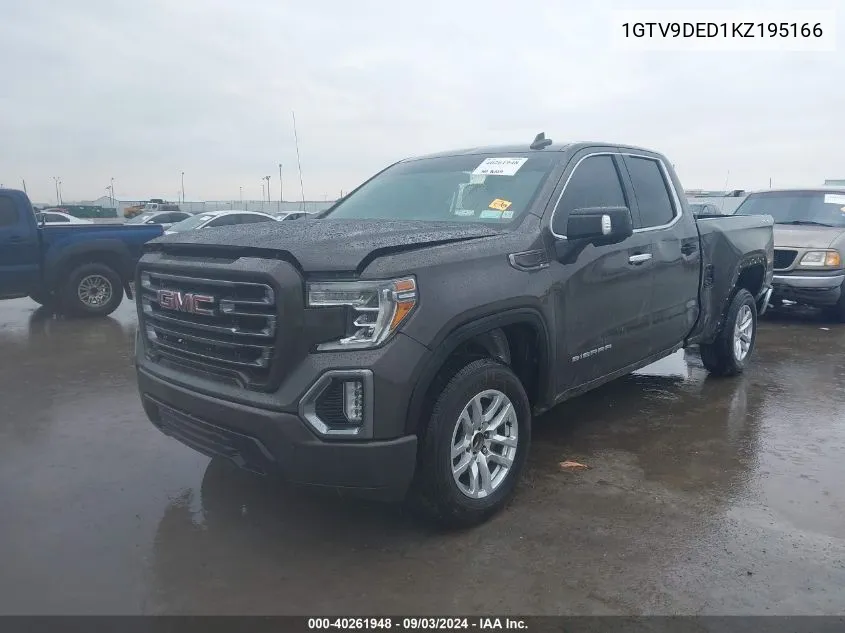 2019 GMC Sierra 1500 Slt VIN: 1GTV9DED1KZ195166 Lot: 40261948