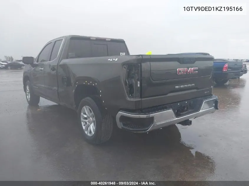 2019 GMC Sierra 1500 Slt VIN: 1GTV9DED1KZ195166 Lot: 40261948