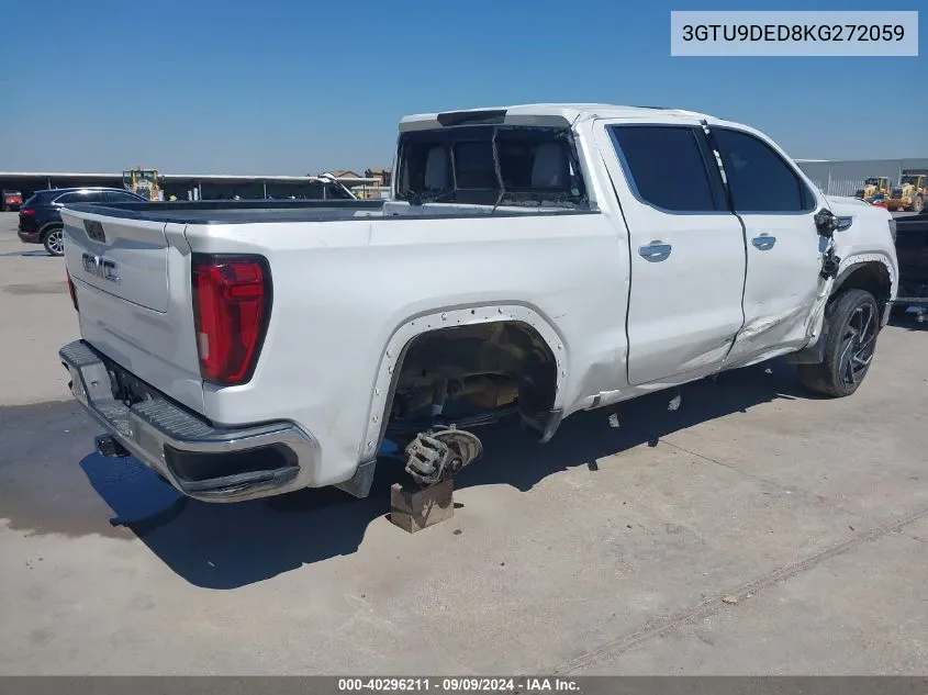 2019 GMC Sierra 1500 Slt VIN: 3GTU9DED8KG272059 Lot: 40296211