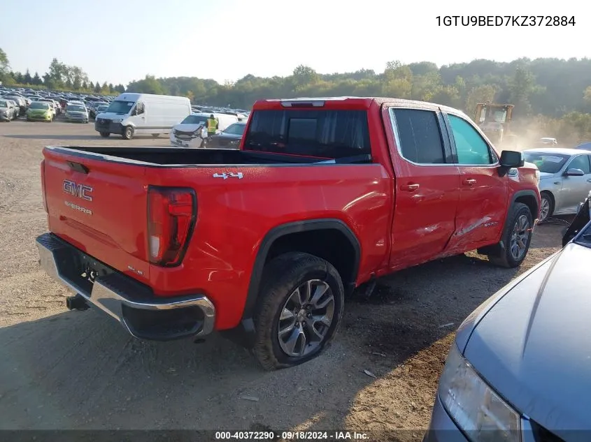 2019 GMC Sierra 1500 K1500 Sle VIN: 1GTU9BED7KZ372884 Lot: 40372290