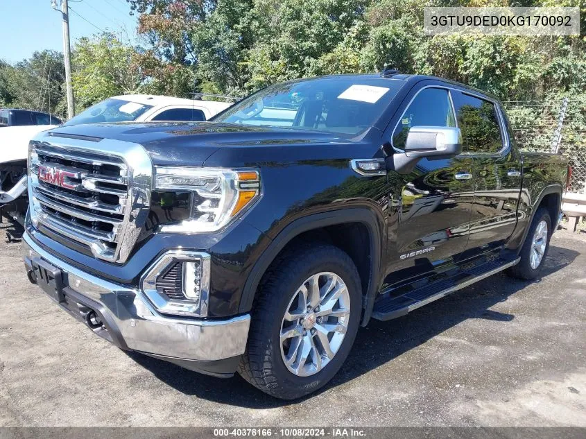 2019 GMC Sierra 1500 Slt VIN: 3GTU9DED0KG170092 Lot: 40378166