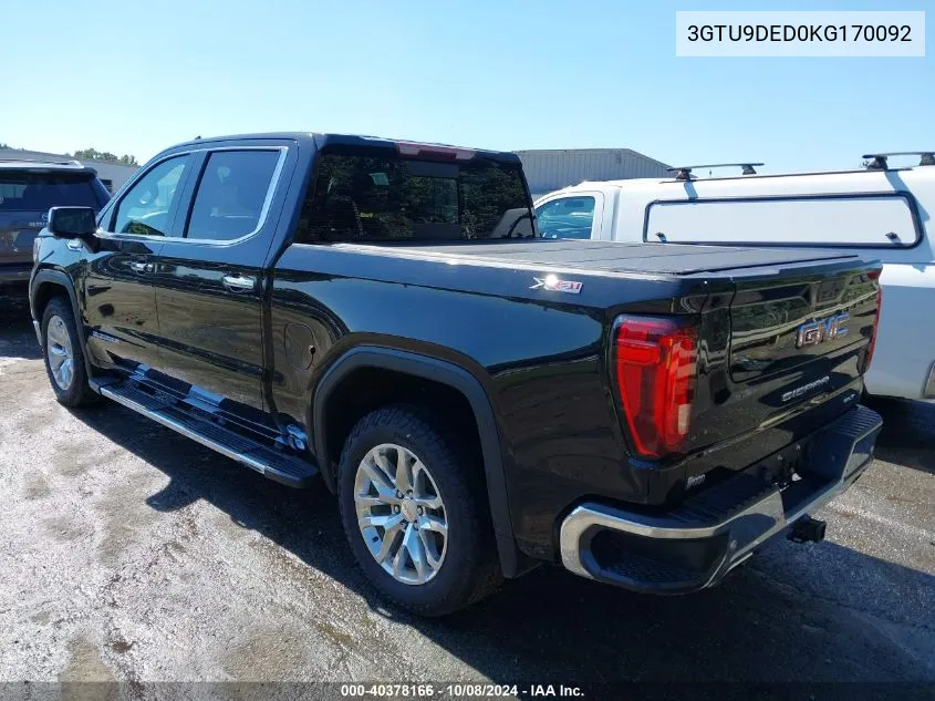 2019 GMC Sierra 1500 Slt VIN: 3GTU9DED0KG170092 Lot: 40378166