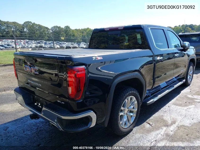 2019 GMC Sierra 1500 Slt VIN: 3GTU9DED0KG170092 Lot: 40378166