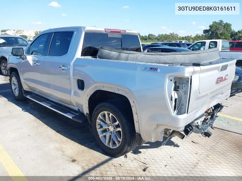 2019 GMC Sierra 1500 Slt VIN: 3GTU9DED8KG161611 Lot: 40378389