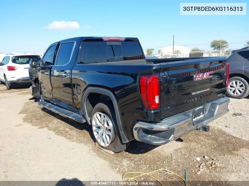 2019 GMC Sierra C1500 Slt VIN: 3GTP8DED6KG116313 Lot: 40467713